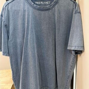 Free Planet Faded Blue Crewneck Short-Sleeve Tee